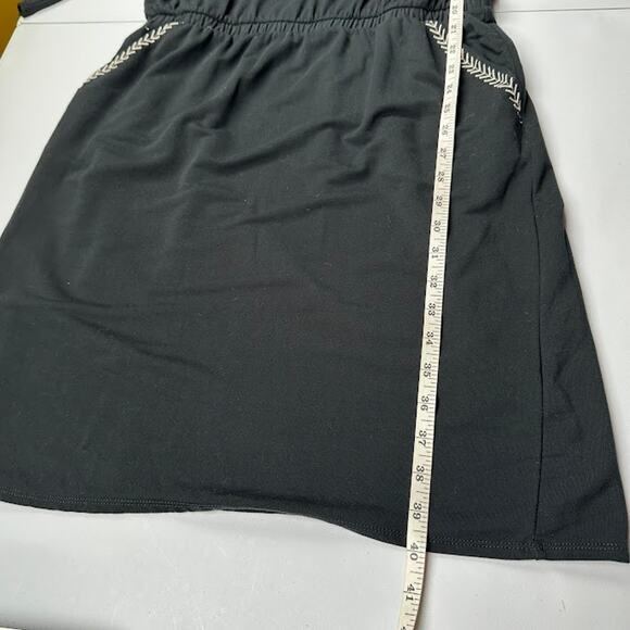 Garnet Hill Dress Womens Medium Black Embroidered Beachy Boho Preppy Comfort - Picture 12 of 14